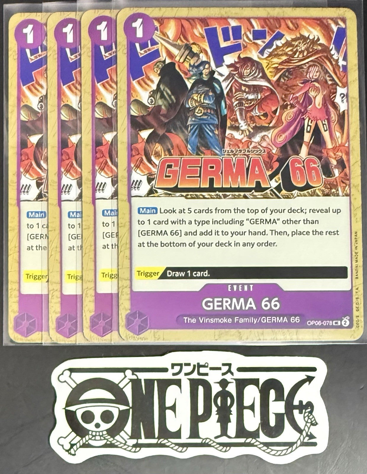 4x One Piece OP06-078 UC GERMA 66 - English - Regular - Playset - NM/M
