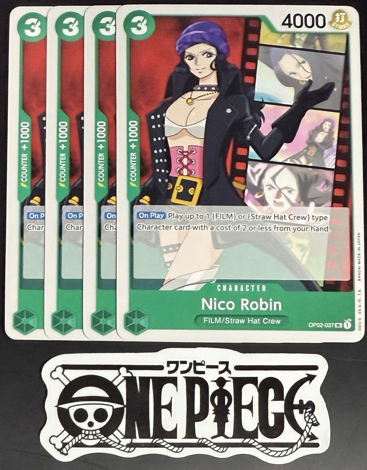 4x One Piece OP02-037 UC Nico Robin - English - Playset - Regular - TCG - NM/M