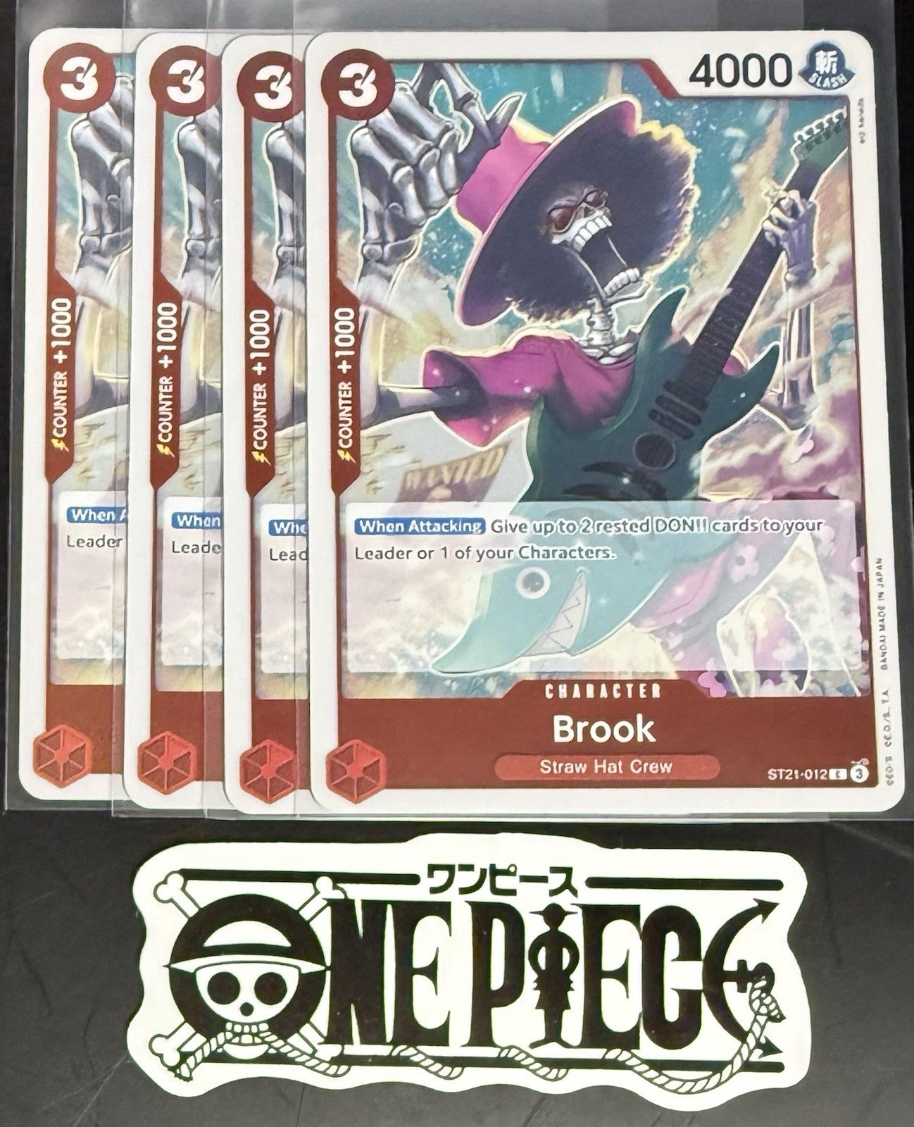 4x One Piece ST21-012 C Brook - English - Foil - Playset - TCG - Mint