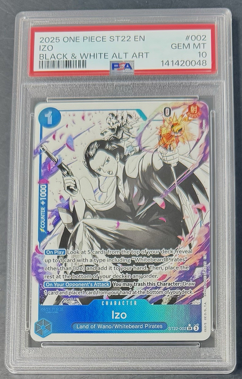 PSA 10 One Piece ST22-002 C* Izo - Alt Art - EN - Foil - Ace & Newgate - Graded