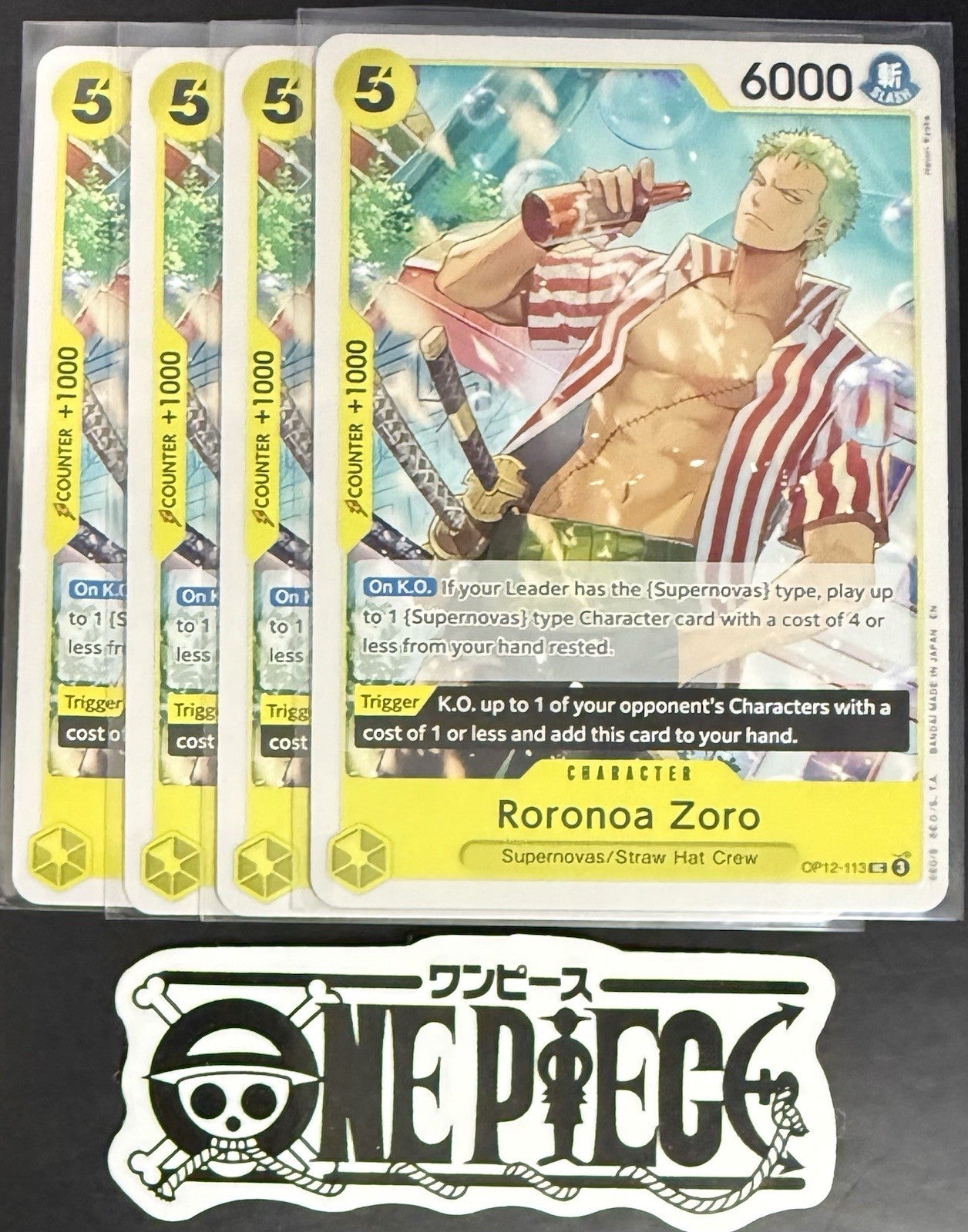 4 x One Piece OP12-113 UC Roronoa Zoro - ENG - Regular - Playset - NM/M