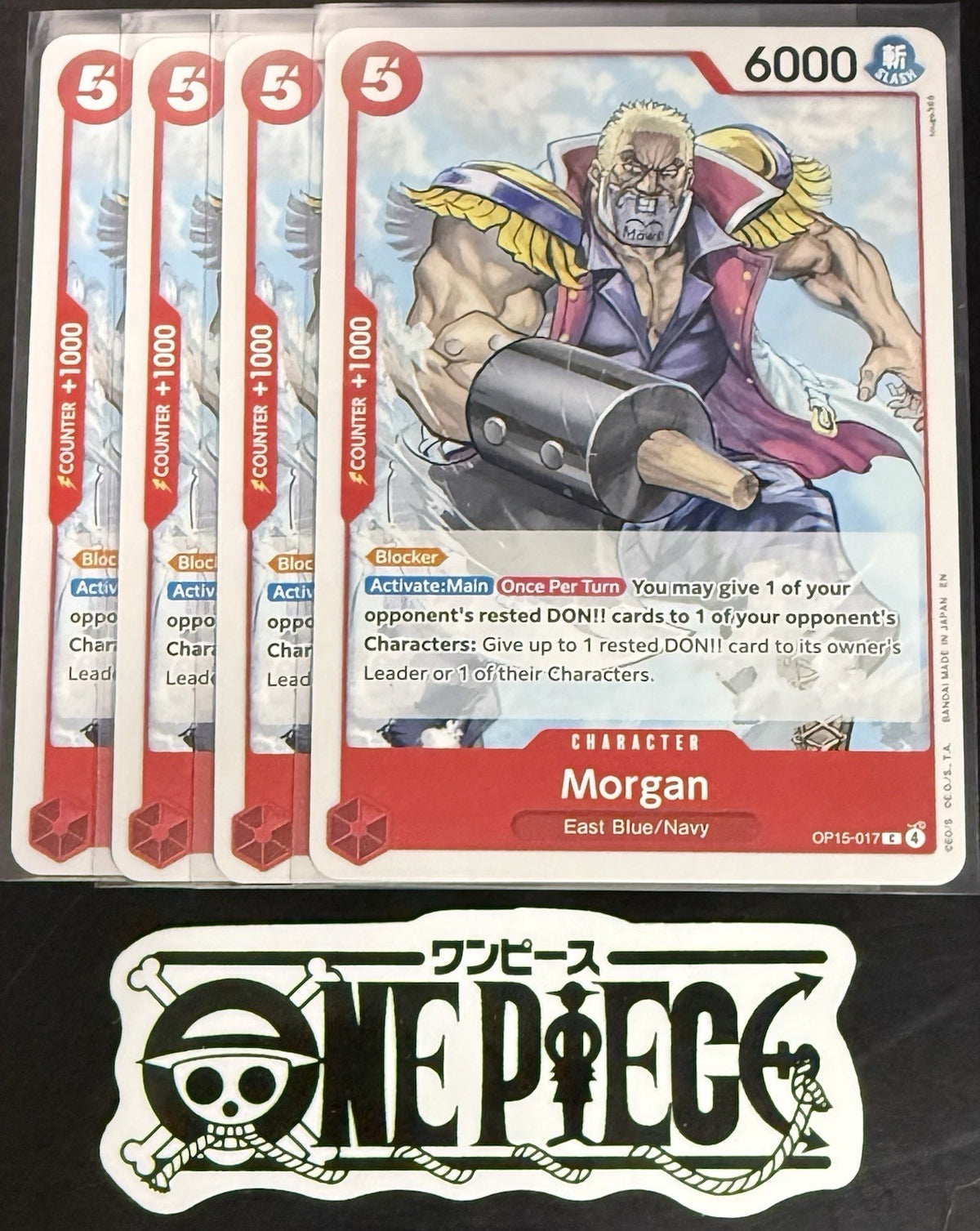 4x One Piece OP15-017 C - Morgan - EN - Regular - Play Set - TCG - NM/M