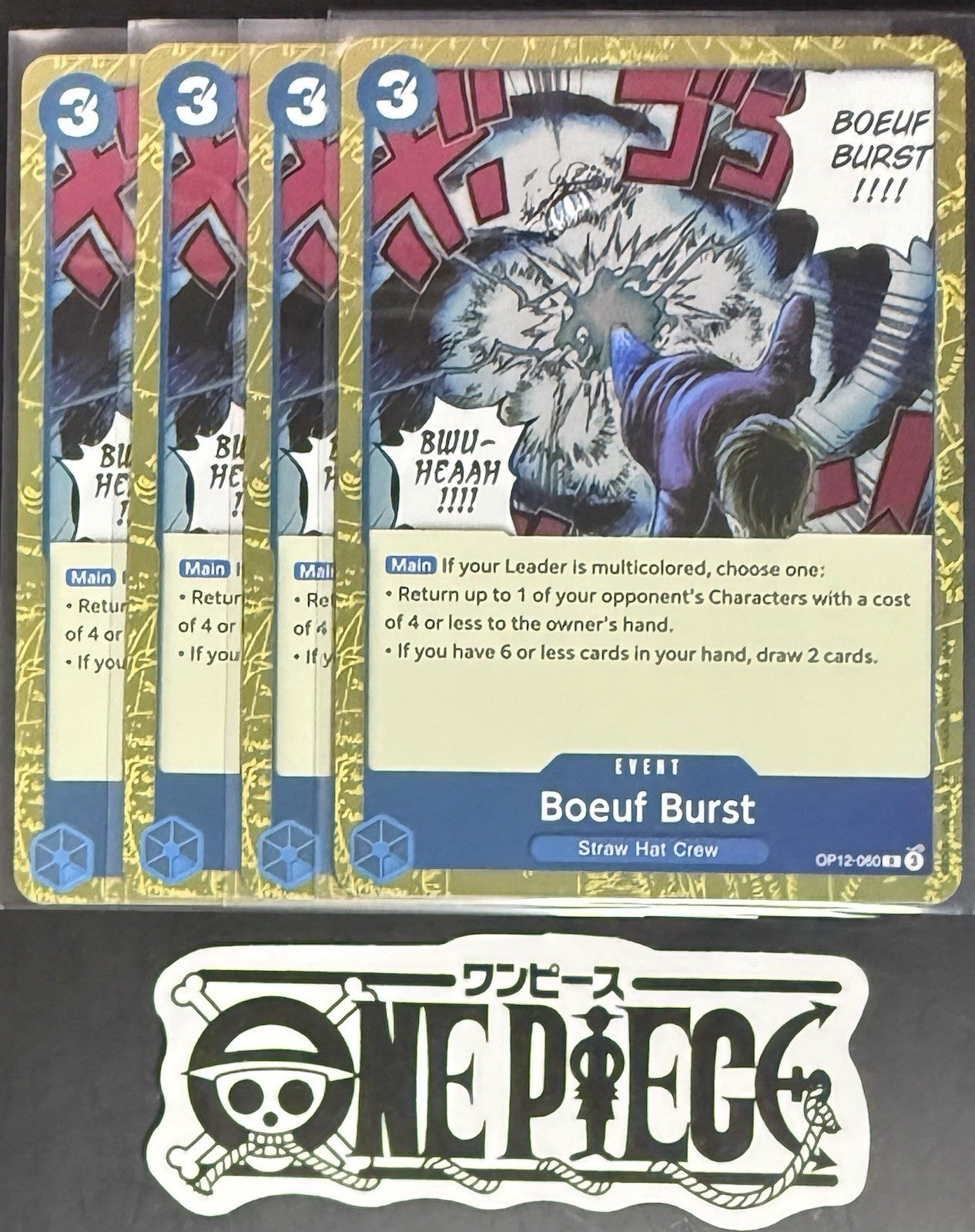 4 x One Piece OP12-060 R Boeuf Burst - English - Foil - Playset - NM/M