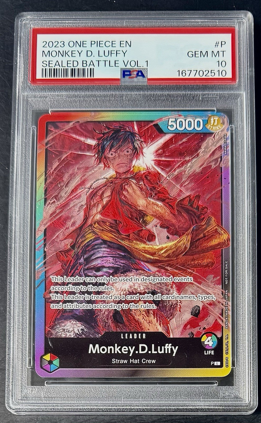 PSA 10 One Piece P L - Monkey.D.Luffy - 2023 Sealed Battle Vol.1 - EN