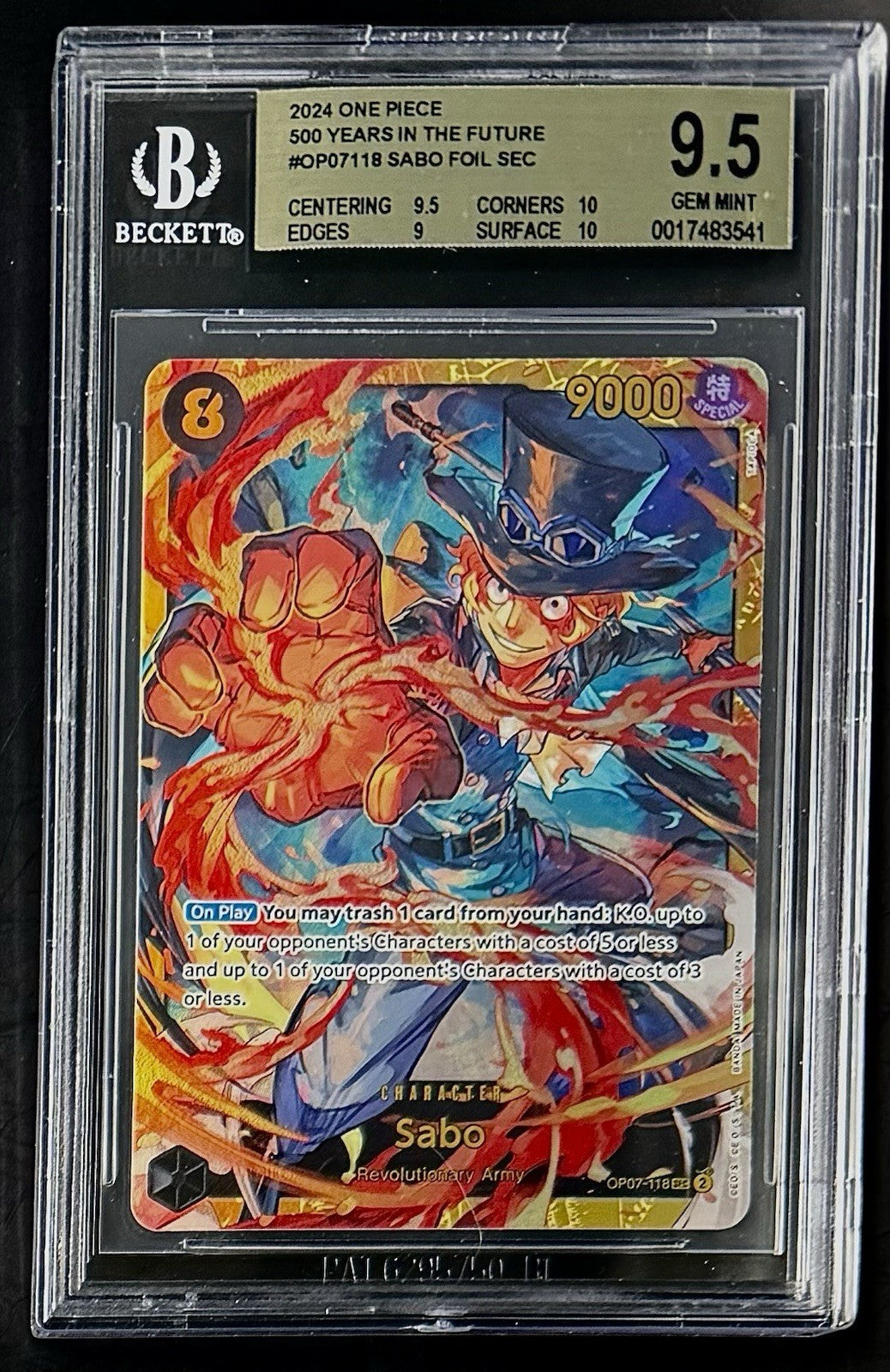 BGS 9.5 One Piece OP07-118 SEC Sabo - English - 500 Years in the Future - Graded