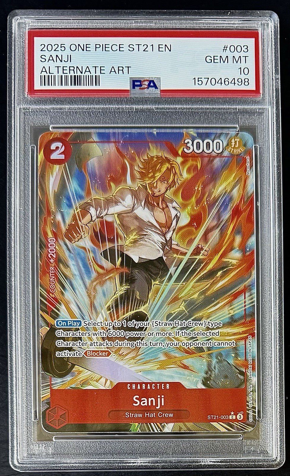 PSA 10 One Piece ST21-003 C* - Sanji - Alt Art - EN - Foil - EX Gear 5