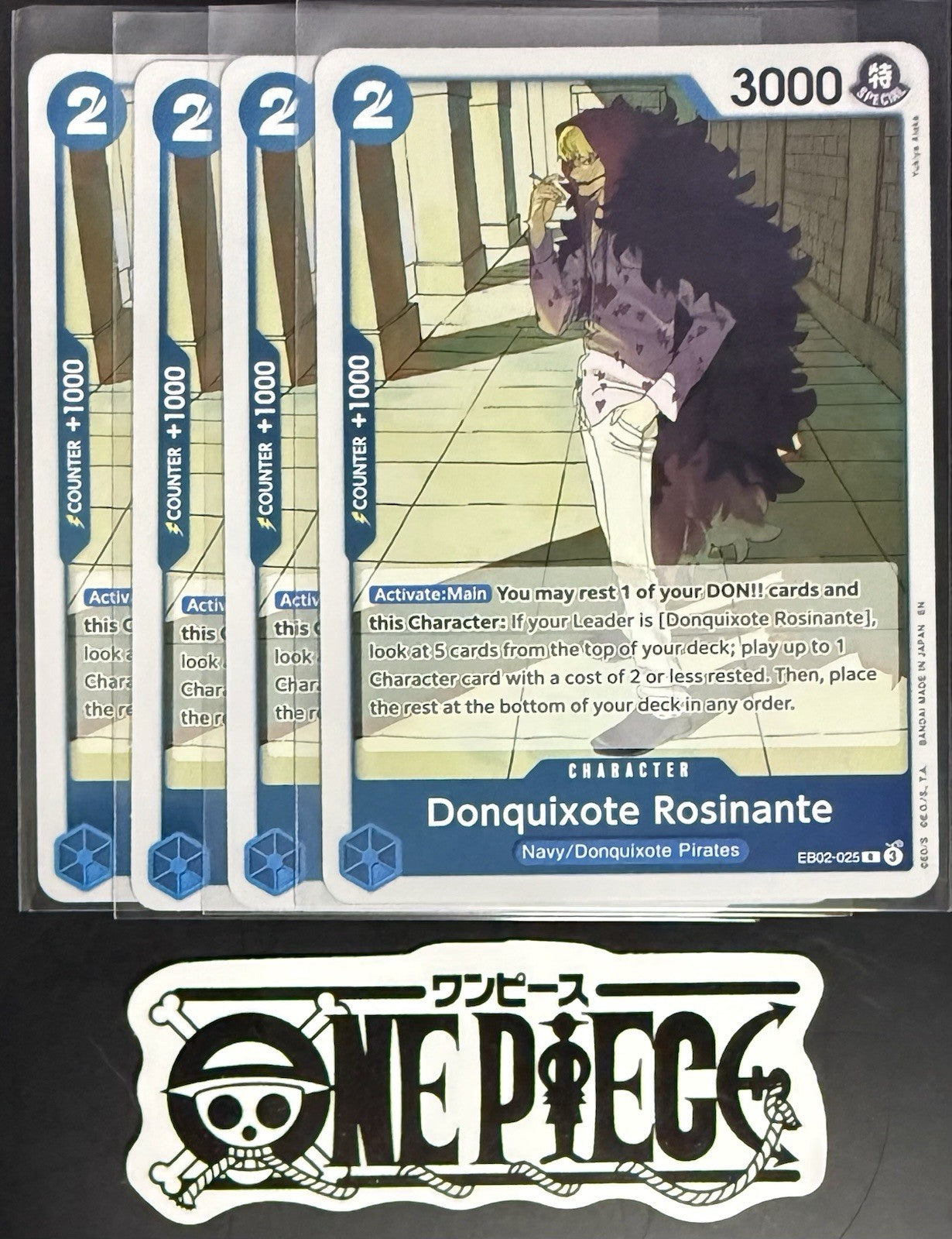 4x One Piece EB02-025 R Donquixote Rosinante - ENG - Foil - Play Set - TCG -NM/M