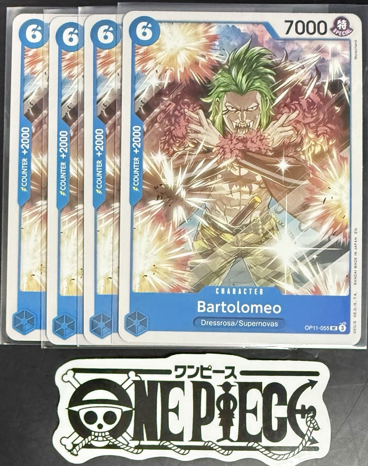 4 x One Piece OP11-055 UC Bartolomeo - ENG - Regular - Playset - TCG - NM/M