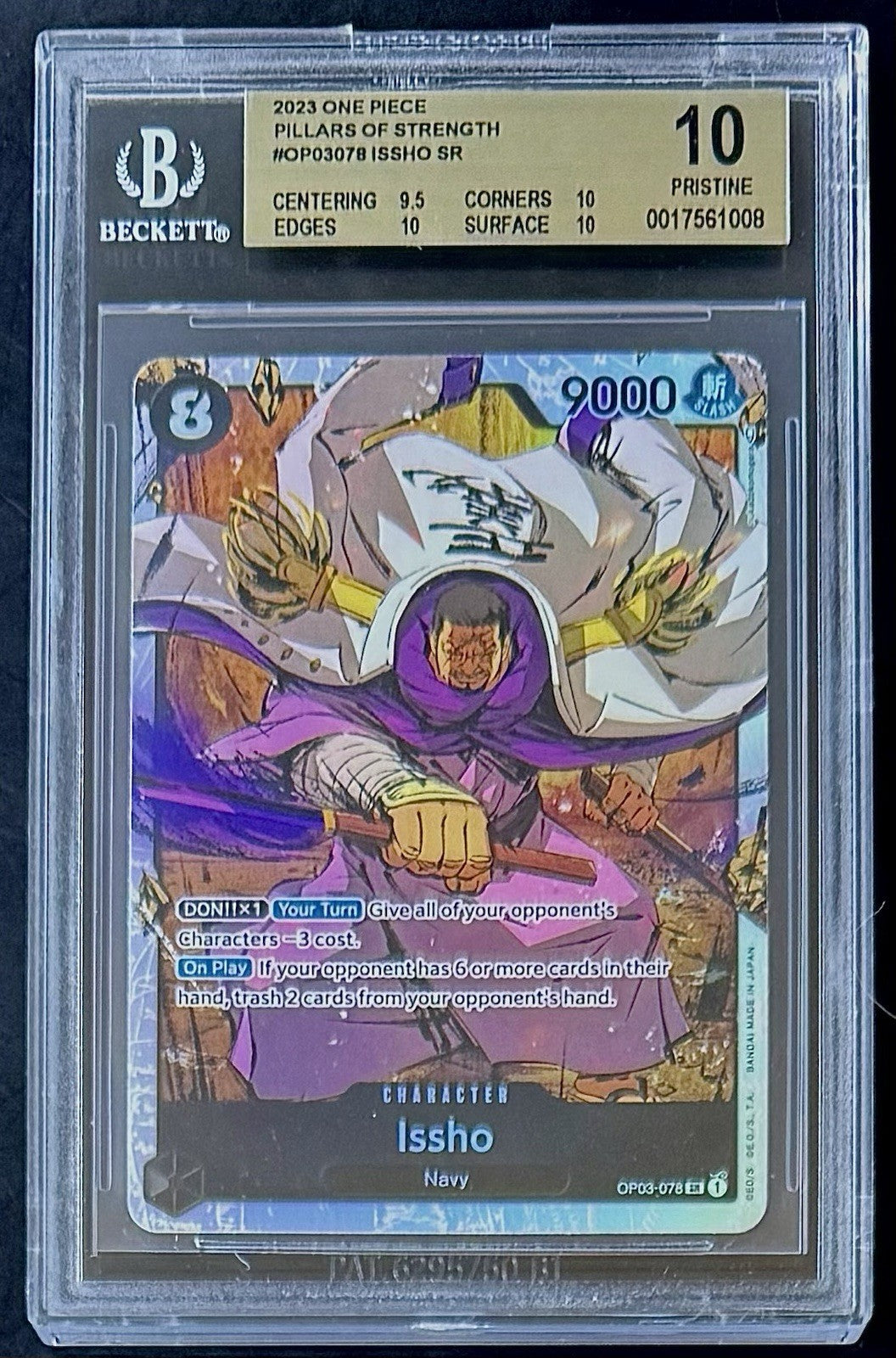 BGS 10 One Piece OP03-078 SR Issho - English - Pillars of Strength - Graded