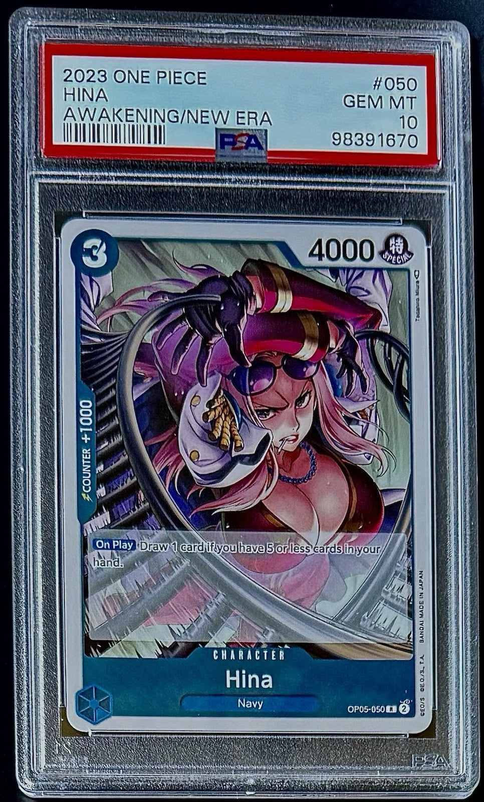PSA 10 One Piece OP05-050 R - Hina - EN - Awakening of the New Era - Garded