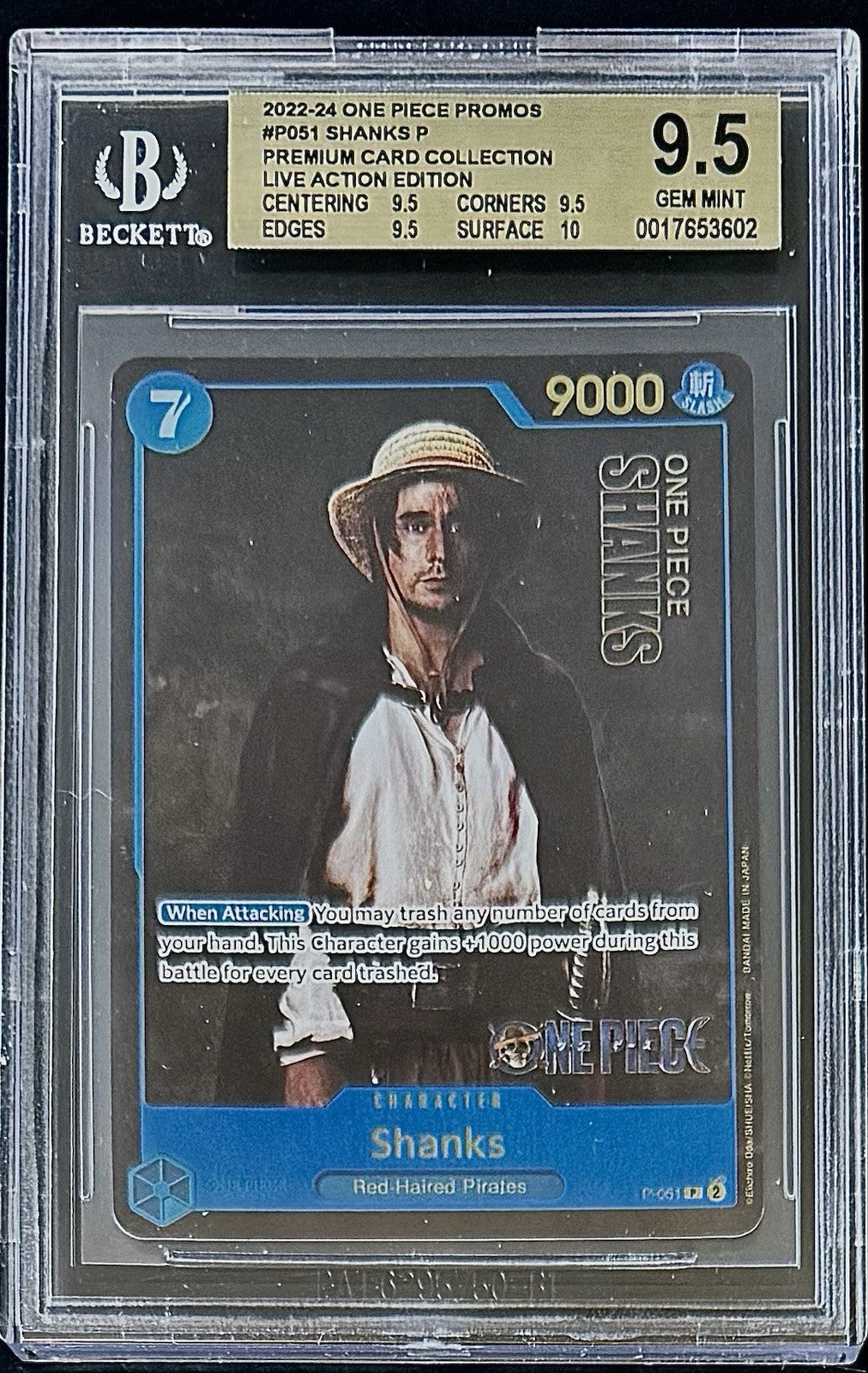 BGS 9.5 One Piece P-051 P - Shanks - EN - Foil - Premium Collection Live Action