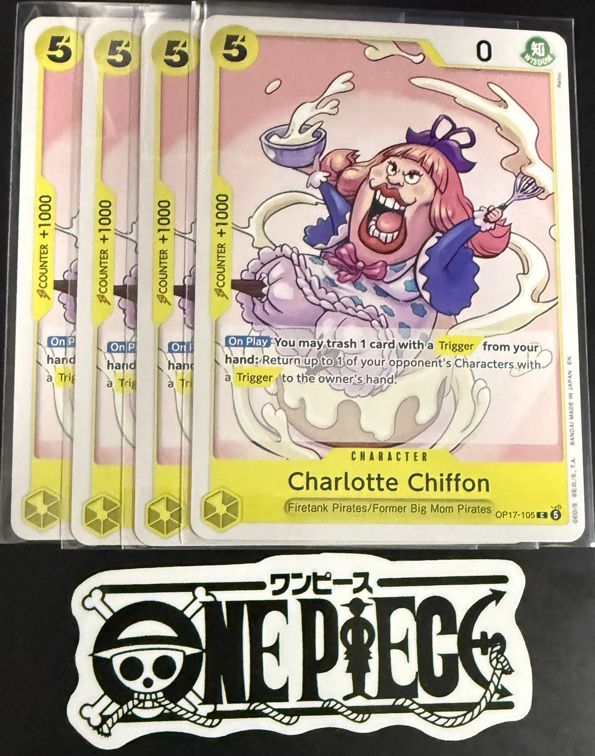 4x One Piece OP17-105 C - Charlotte Chiffon - EN - Regular - Play Set - NM/M