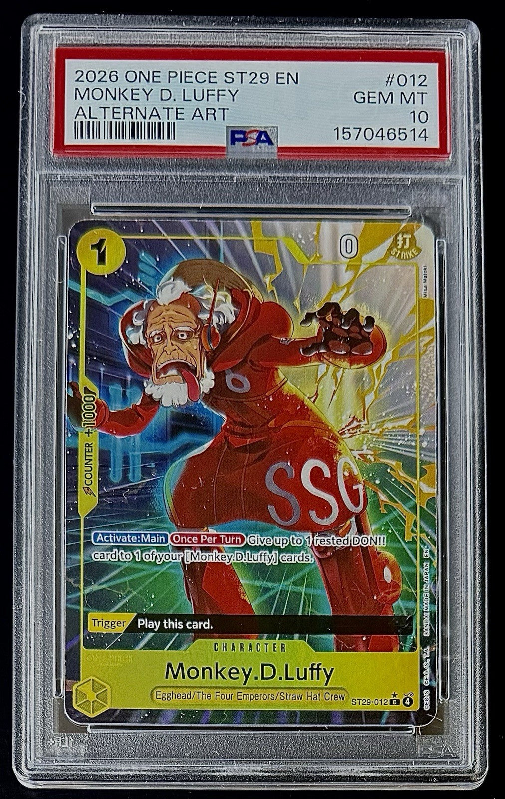 PSA 10 One Piece ST29-012 C* - Monkey.D.Luffy - Alt Art - EN - Set ST29 Egghead