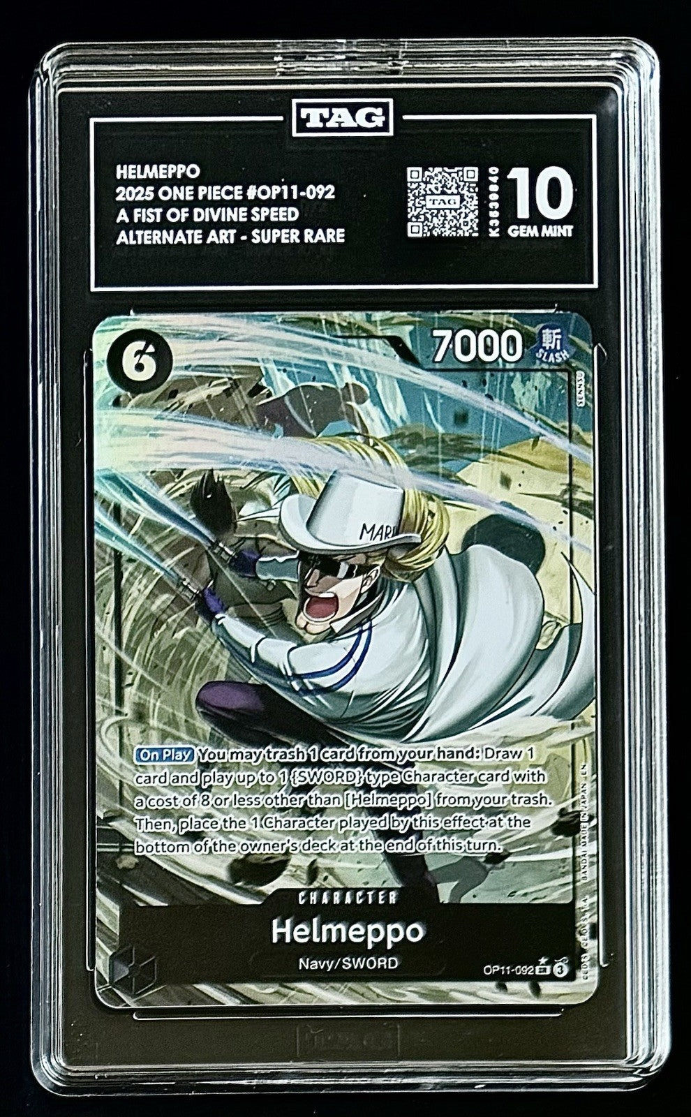 TAG 10 One Piece OP11-092 SR* Helmeppo - Alt Art - EN - Foil - Graded