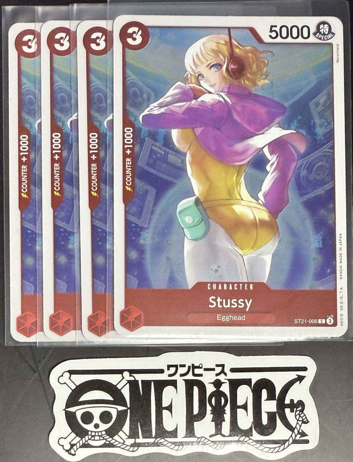 4x One Piece ST21-006 C Stussy - English - Foil - Playset - TCG - NM/M