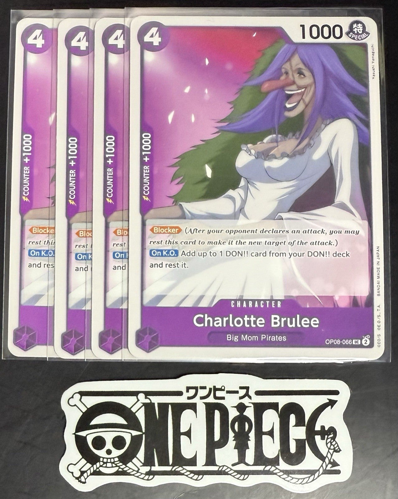 4x One Piece OP08-066 UC Charlotte Brulee - ENG - Regular - Play Set - TCG -NM/M