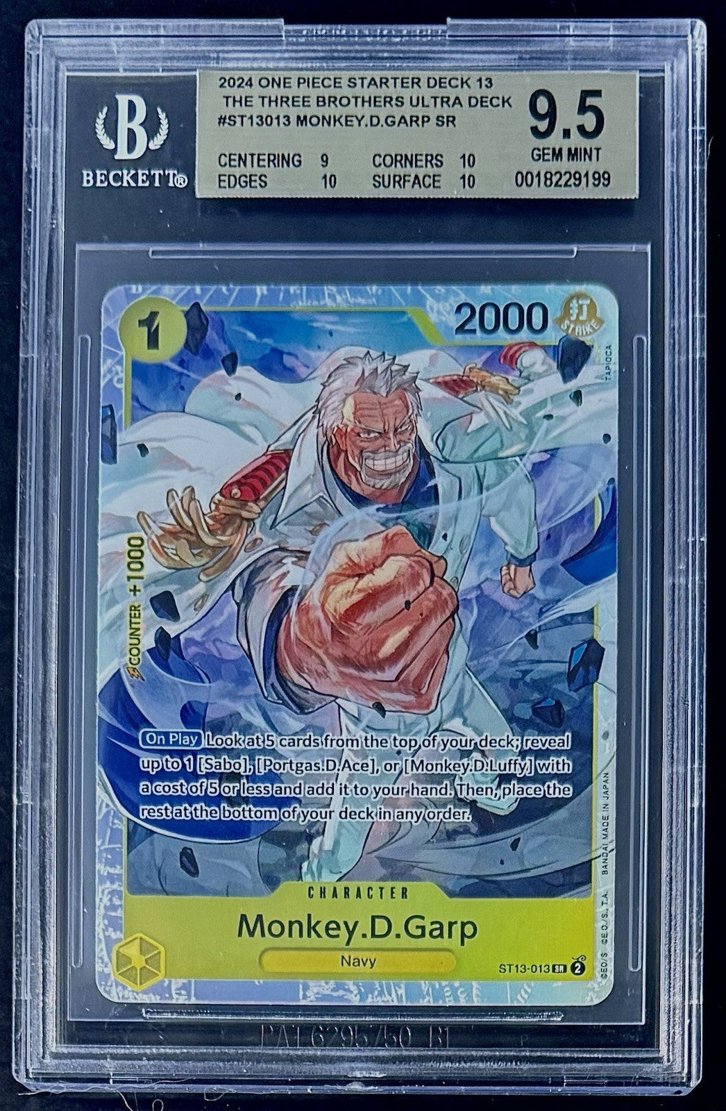 BGS 9.5 One Piece ST13-013 SR Monkey.D.Garp - English - Foil - ST13 - Graded