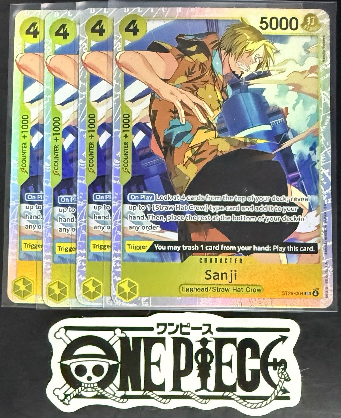 4x One Piece ST29-004 SR  Sanji - English - Foil - Playset - TCG - NM/M