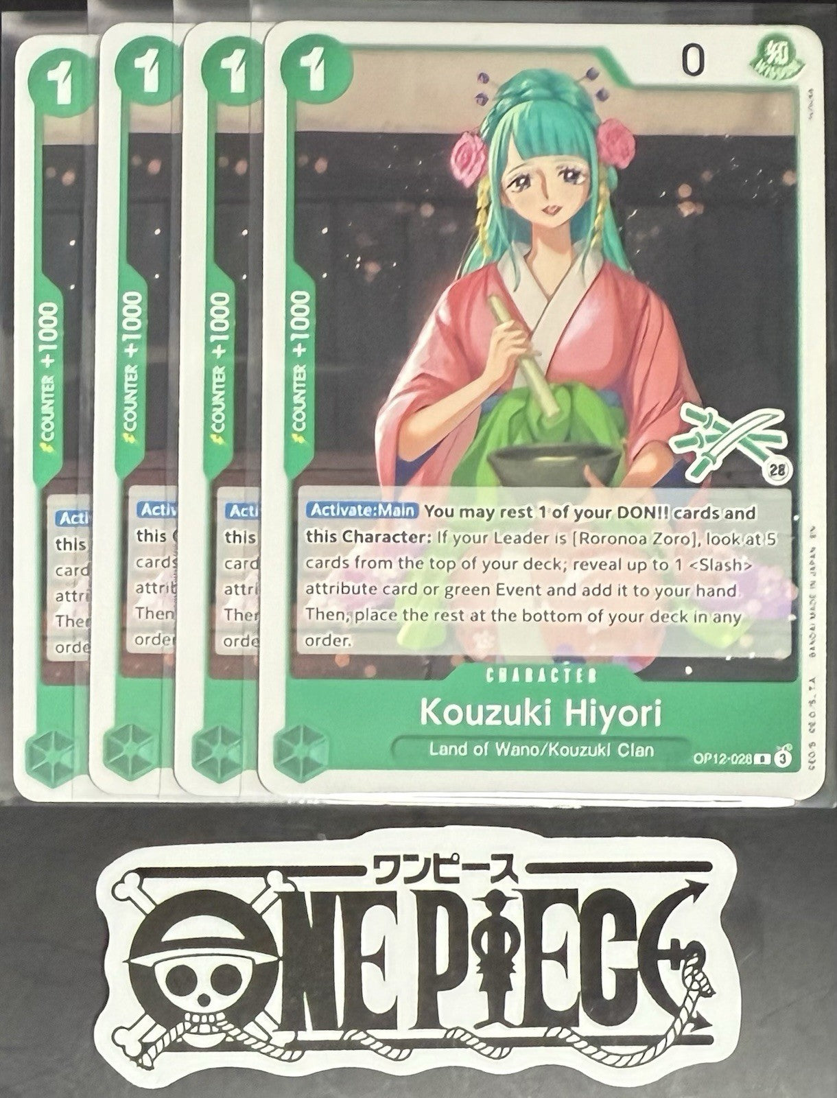 4x One Piece OP12-028 R - Kouzuki Hiyori - EN - Regular - Play Set - LD01 - NM/M