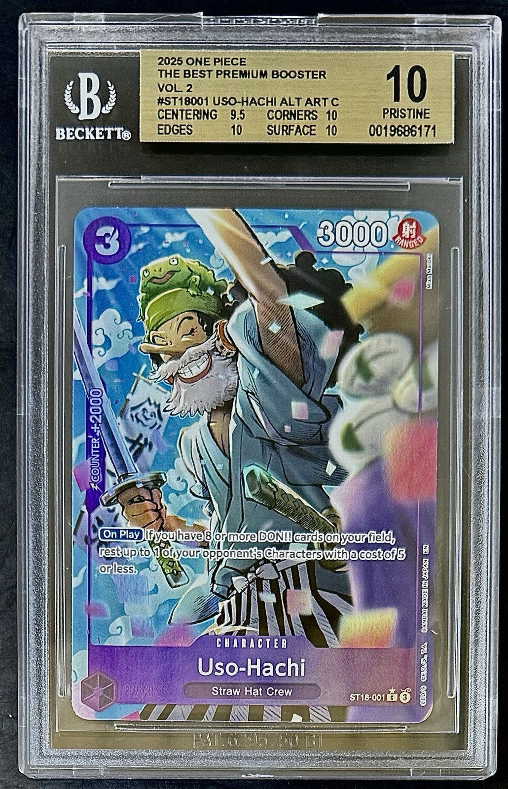 BGS 10 One Piece ST18-001 C* Uso-Hachi - Alt Art - EN - Foil - PRB02 - Graded