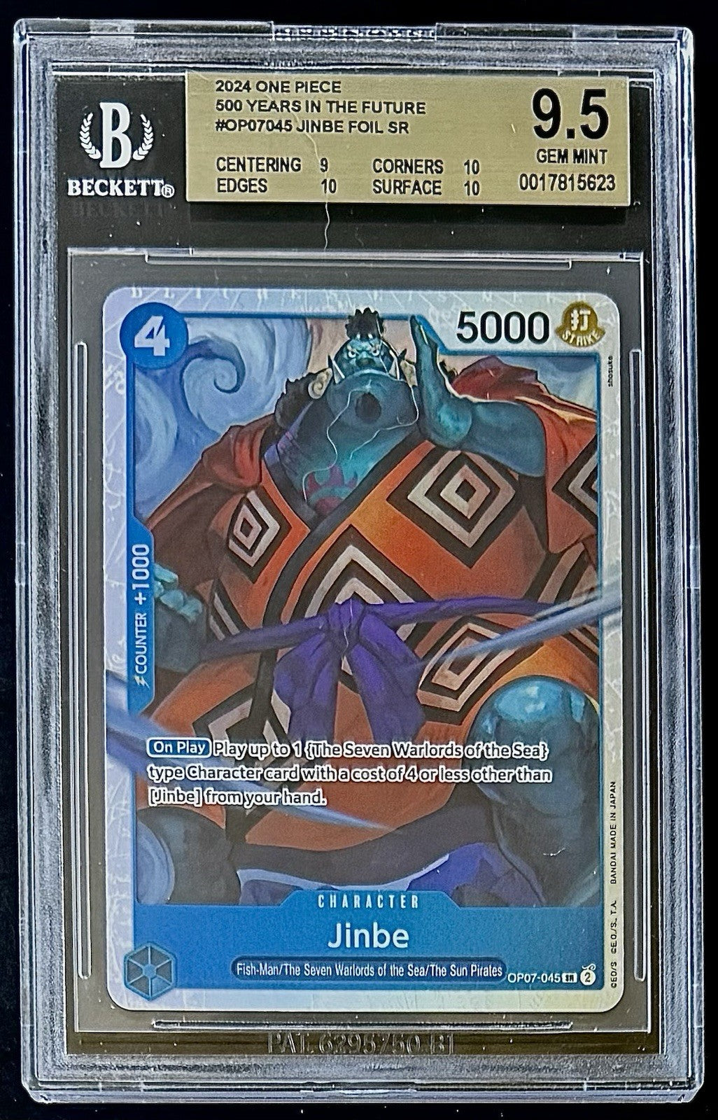 BGS 9.5 One Piece OP07-045 SR Jinbe - English - 500 Years in the Future - Graded