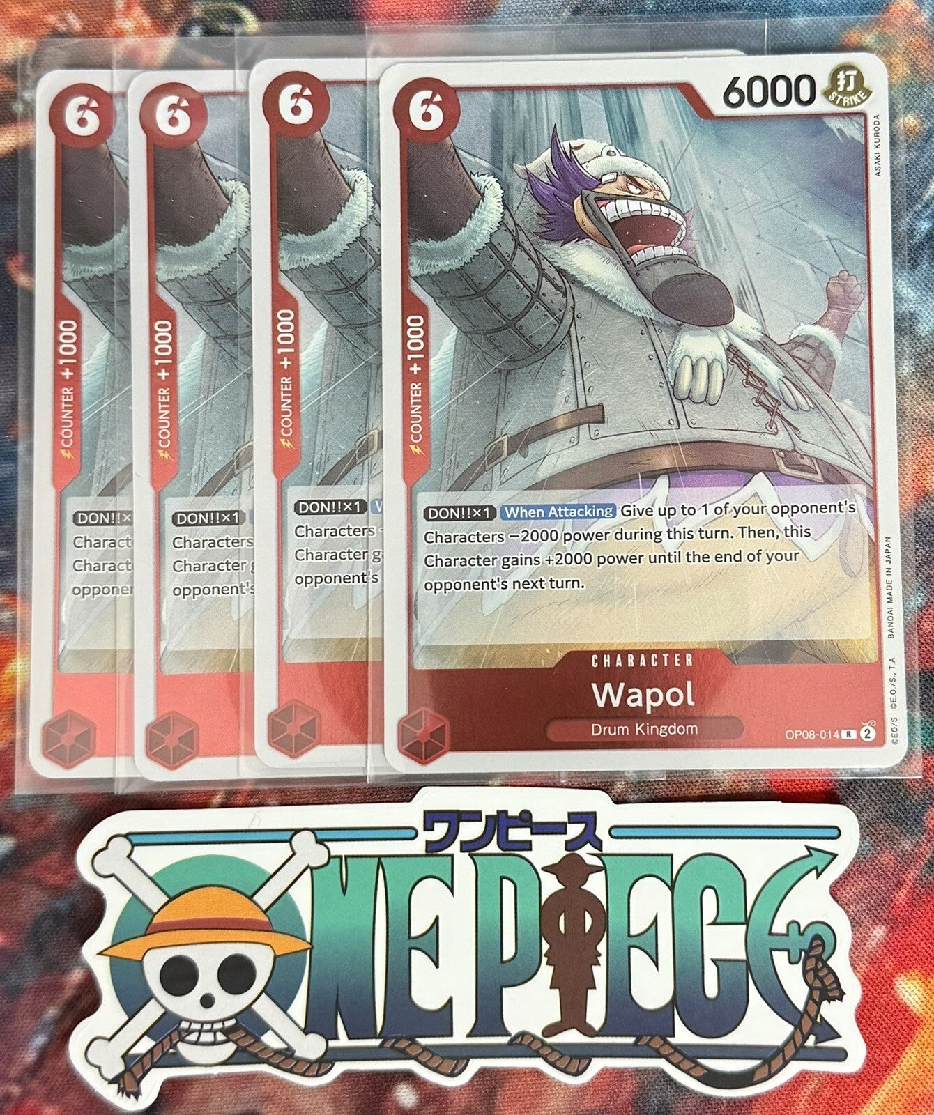 4x One Piece OP08-014 R Wapol - English - Playset - Foil - TCG - NM/M