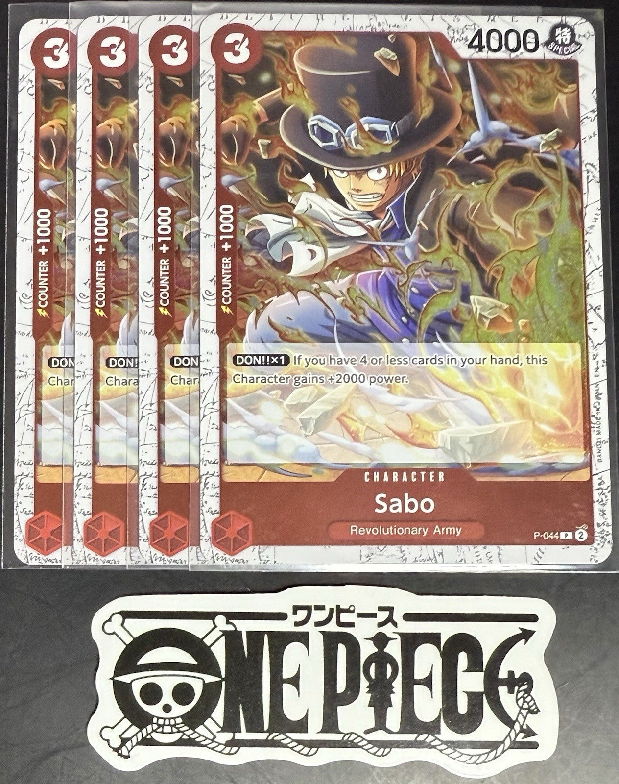 4 x One Piece P-044 P Sabo - English - PRB02 Foil - Playset - NM/M