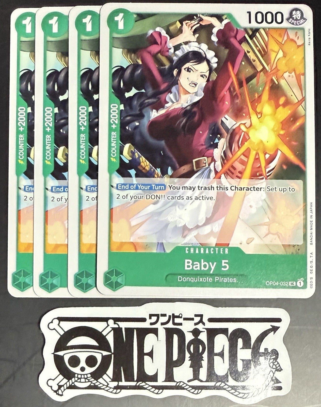 4x One Piece OP04-032 UC Baby 5 - English - Regular - Play Set - TCG - NM/M