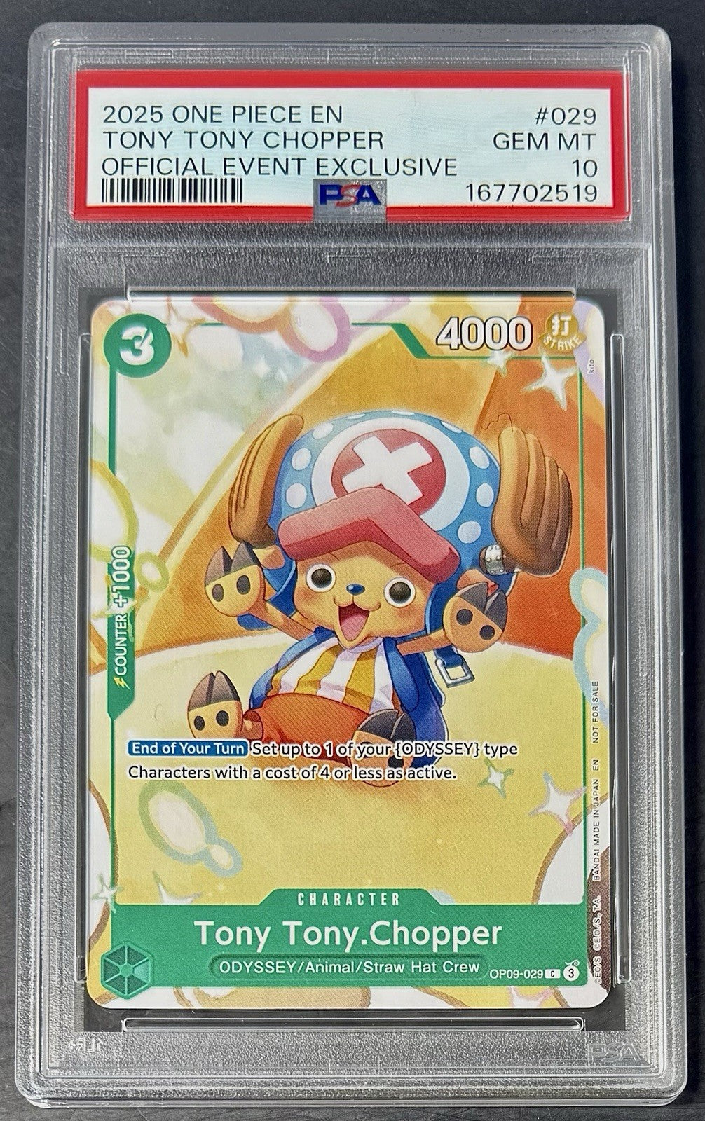 PSA 10 One Piece OP09-029 C - Tony Tony.Chopper - Official Event Exclusive - EN