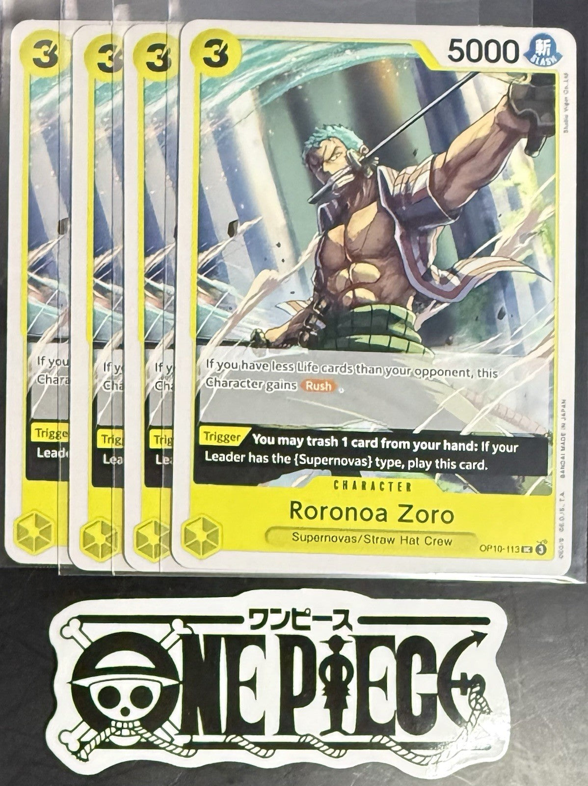 4x One Piece OP10-113 UC Roronoa Zoro - ENG - Regular - Playset - TCG - NM/M