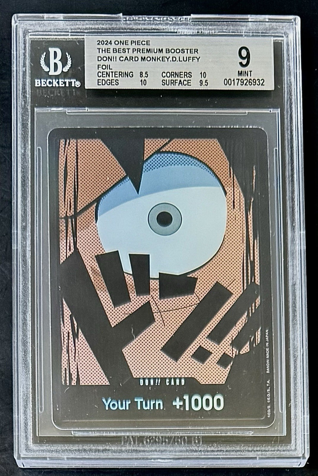 BGS 9 One Piece PRB01 Don!! Card Monkey.D.Luffy - English-Foil-The Best-Graded