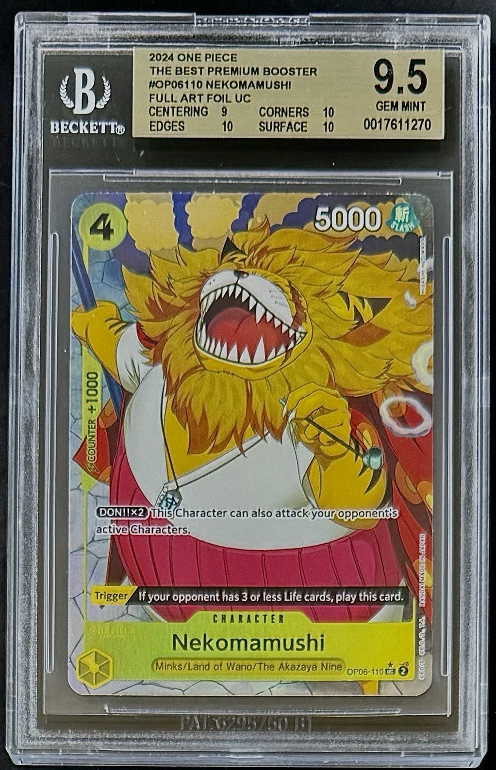 BGS 9.5 One Piece OP06-110 UC* Nekomamushi Full Art Foil - English - PRB01