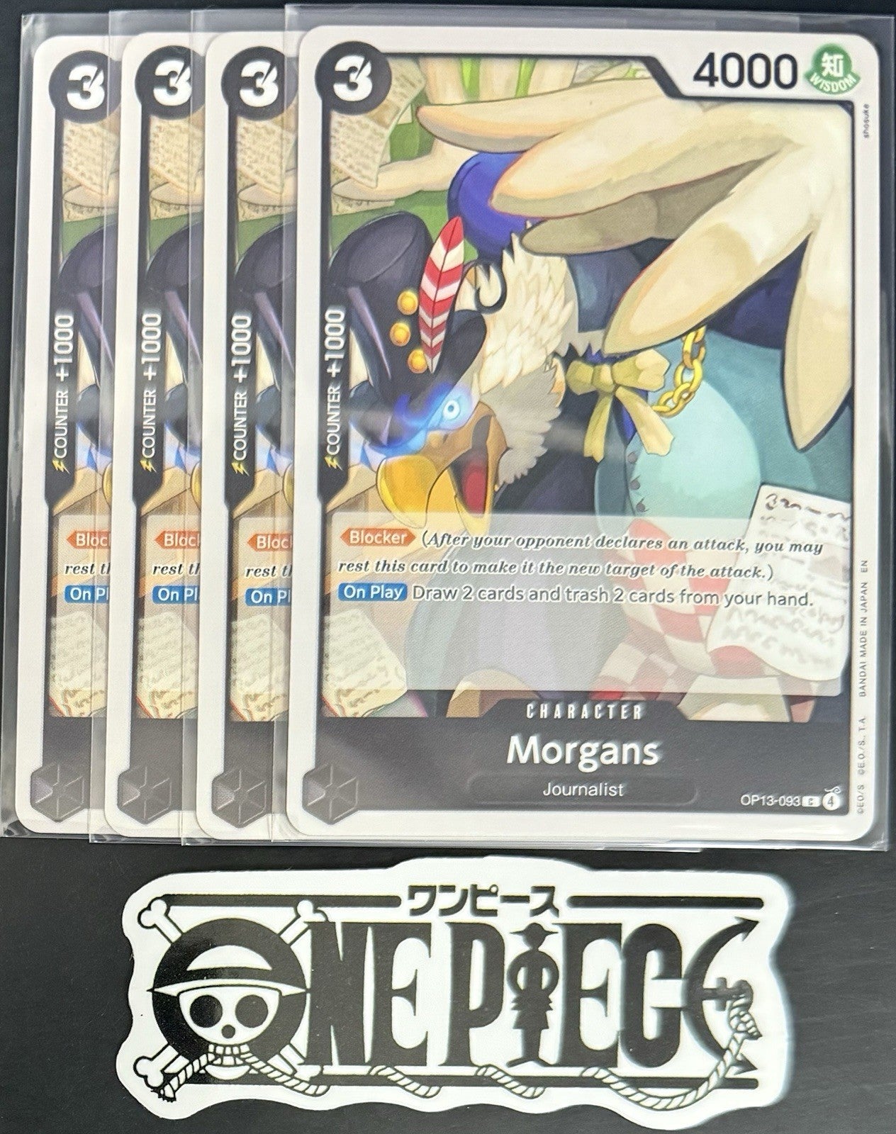 4x One Piece OP13-093 C Morgans - ENG - Regular - Playset - TCG - NM/M