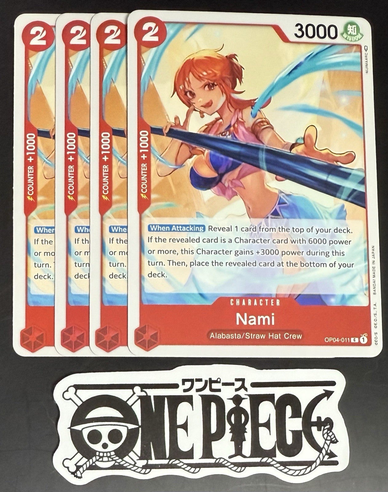 4x One Piece OP04-011 C Nami - English - Regular - Play Set - TCG - NM/M