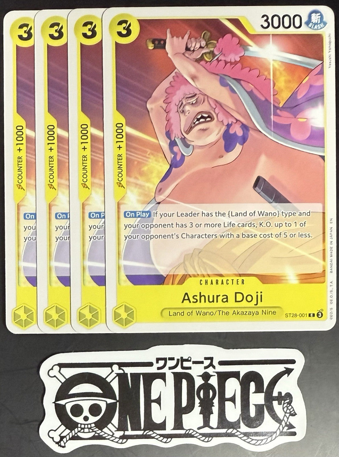 4x One Piece ST28-001 C Ashura Doji - English - Regular - Playset - TCG - NM/M