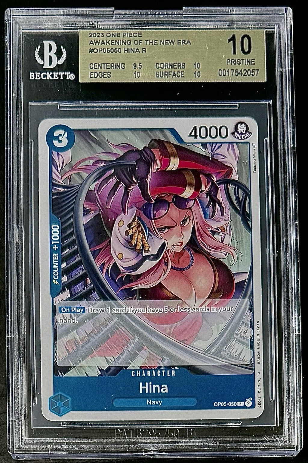 BGS 10 One Piece OP05-050 R Hina - English - Awakening of the New Era - Graded