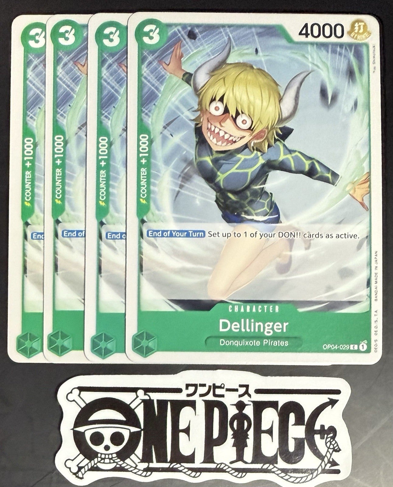 4x One Piece OP04-029 C Dellinger - English - Regular - Play Set - TCG - NM/M