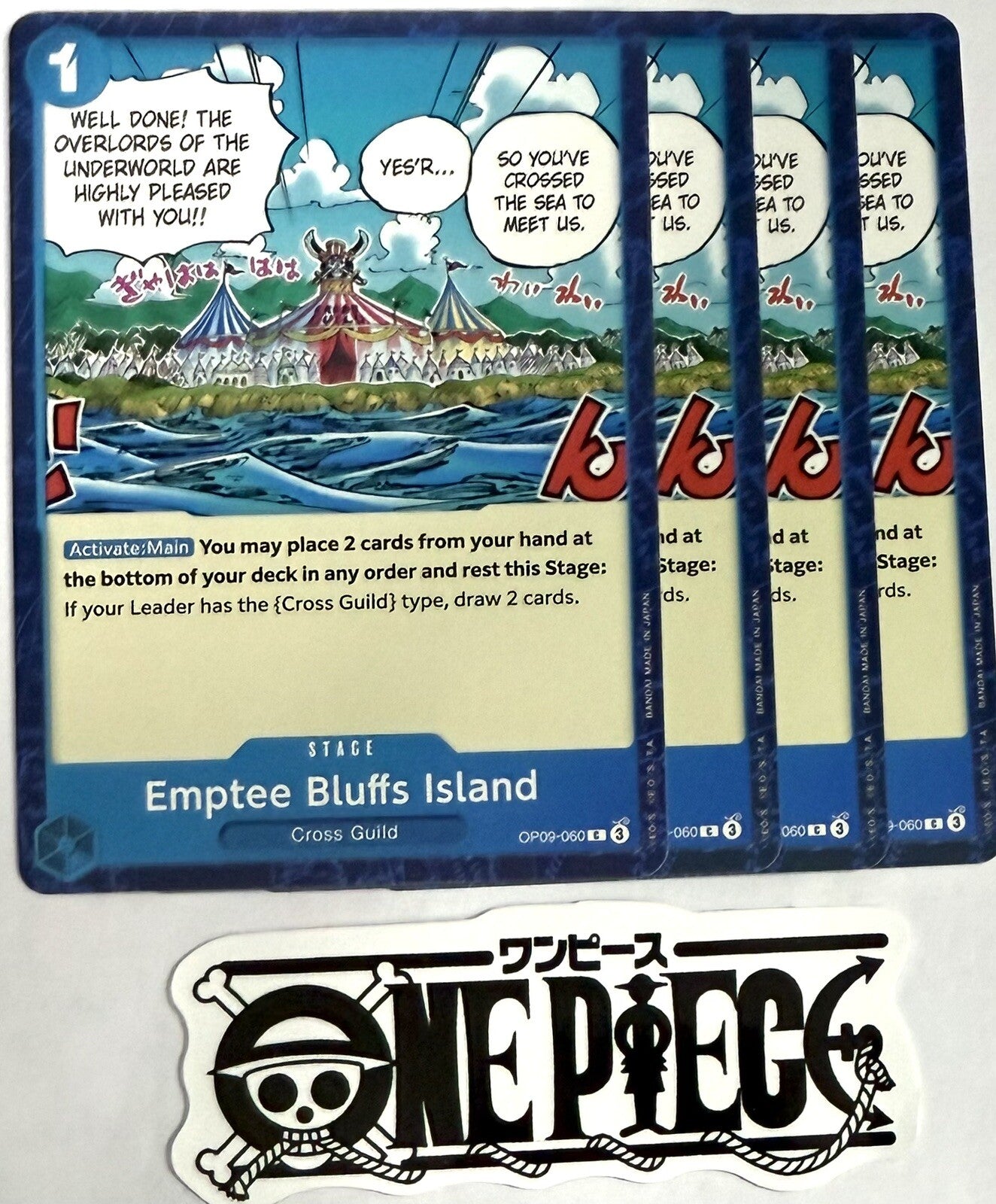 4x One Piece OP09-060 C - Emptee Bluffs Island- EN - Playset - TCG - NM/M