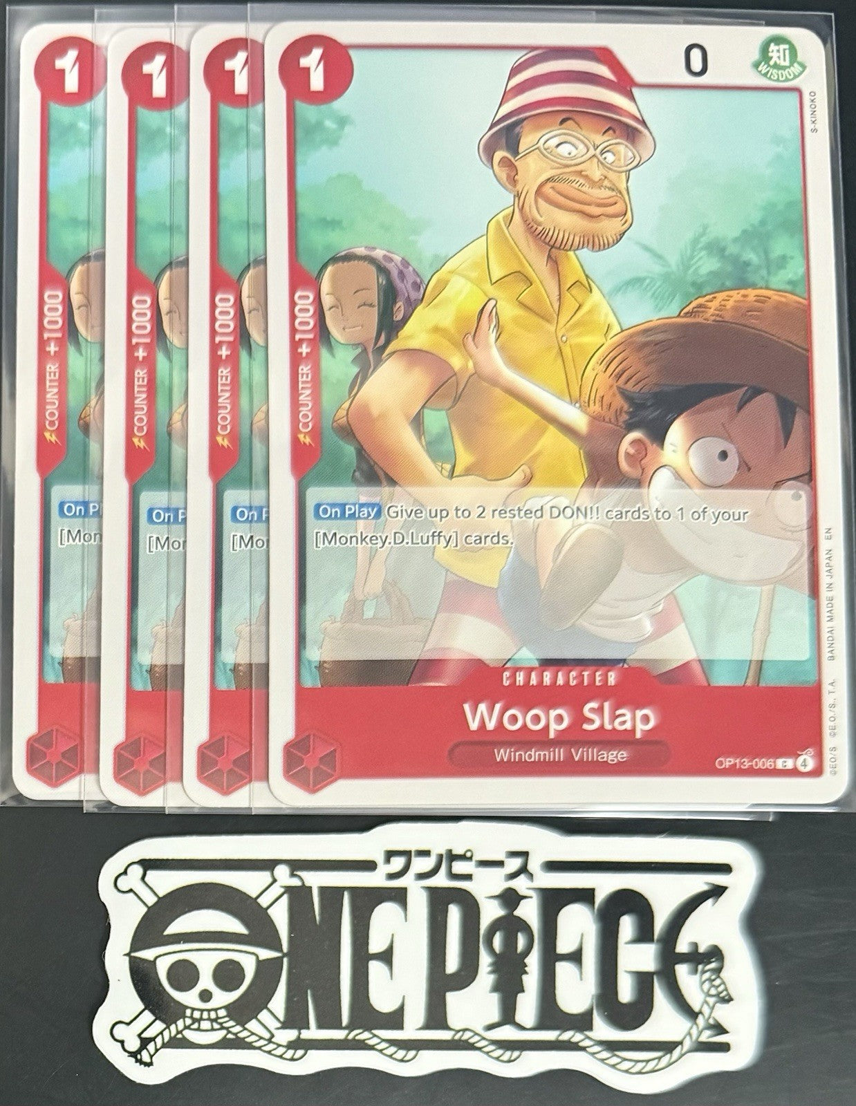 4x One Piece OP13-006 C Woop Slap - ENG - Regular - Playset - TCG - NM/M