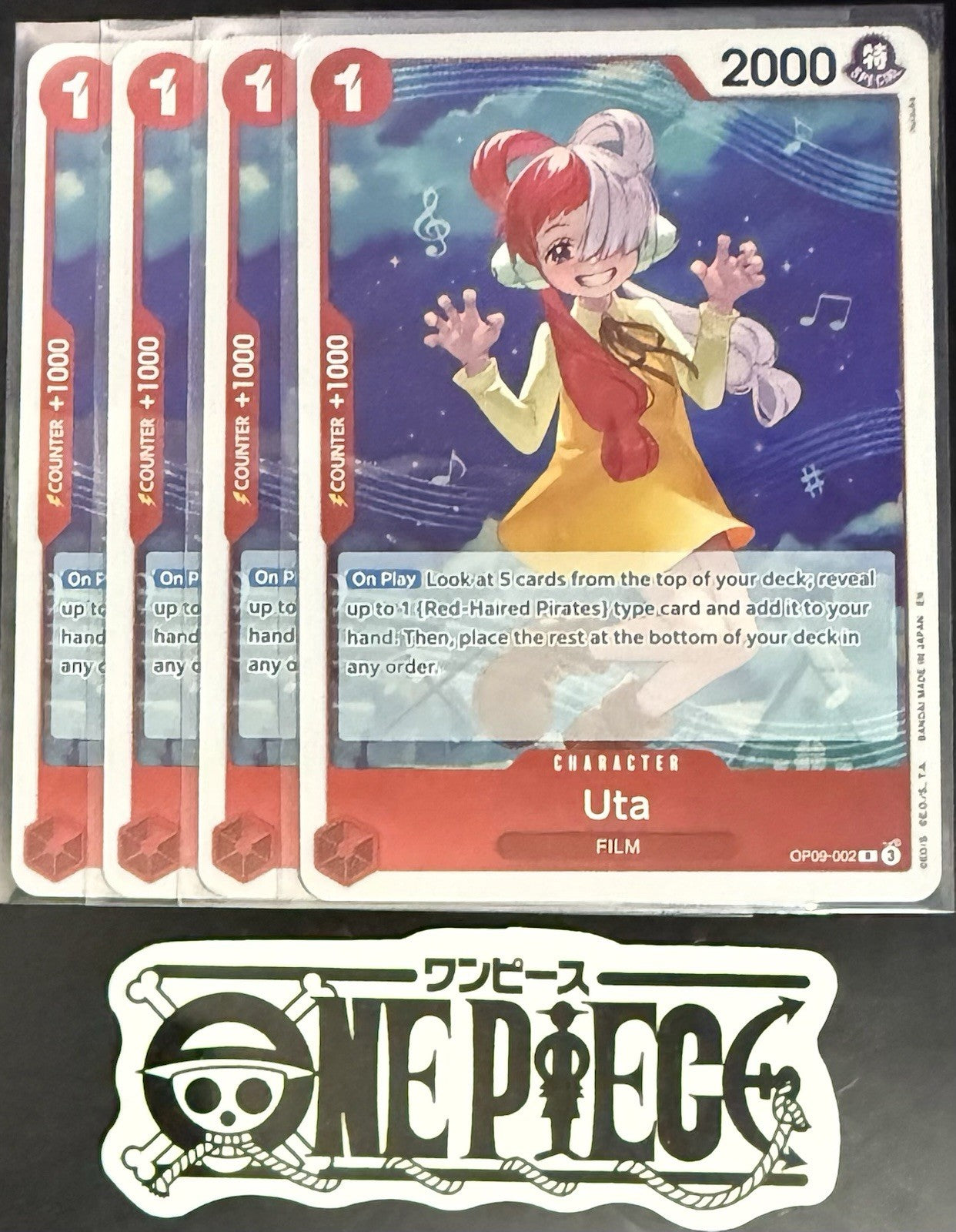 4x One Piece OP09-002 R Uta - English - Foil - Playset - TCG - NM/M