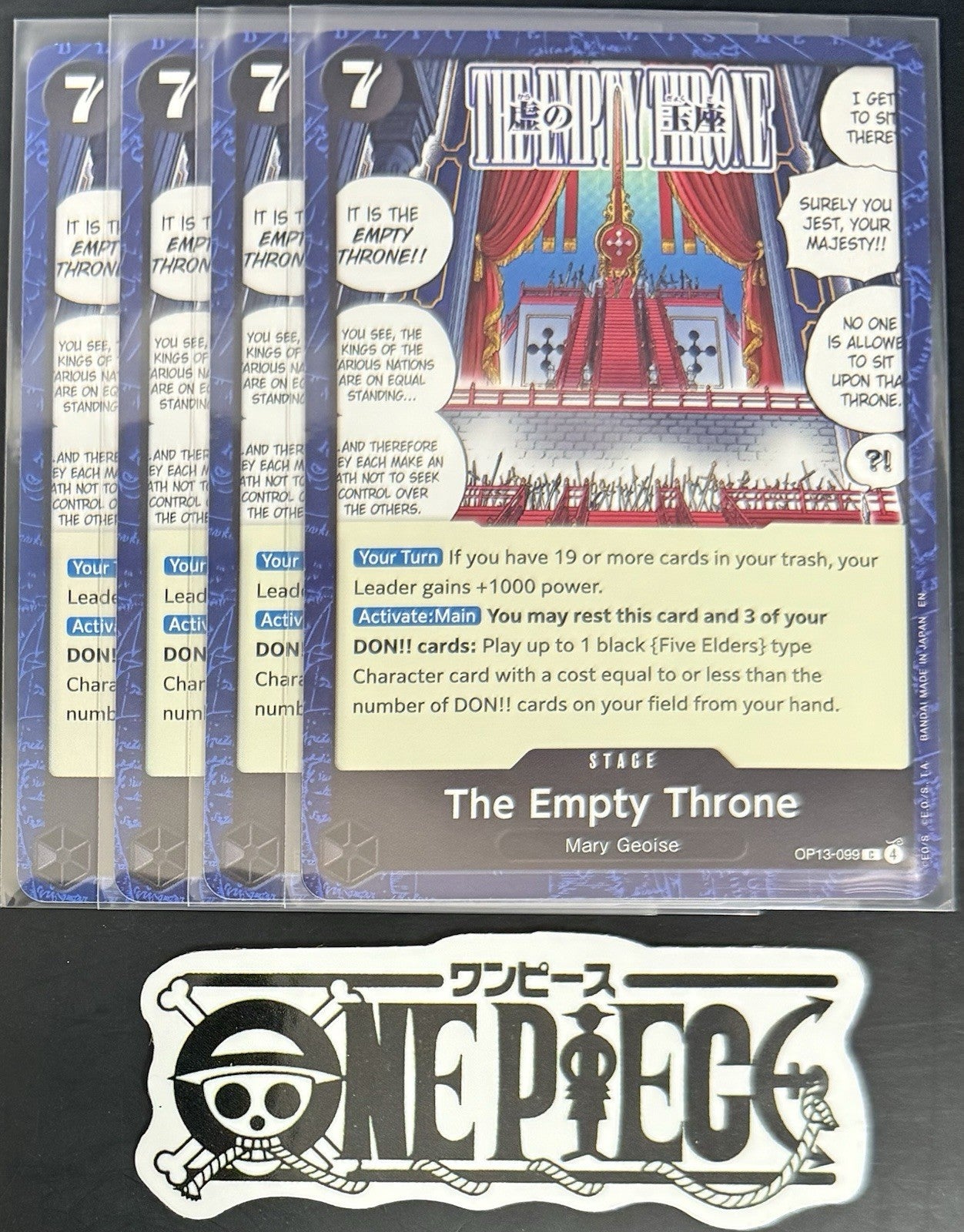 4x One Piece OP13-099 C The Empty Throne - ENG - Regular - Playset - TCG - NM/M