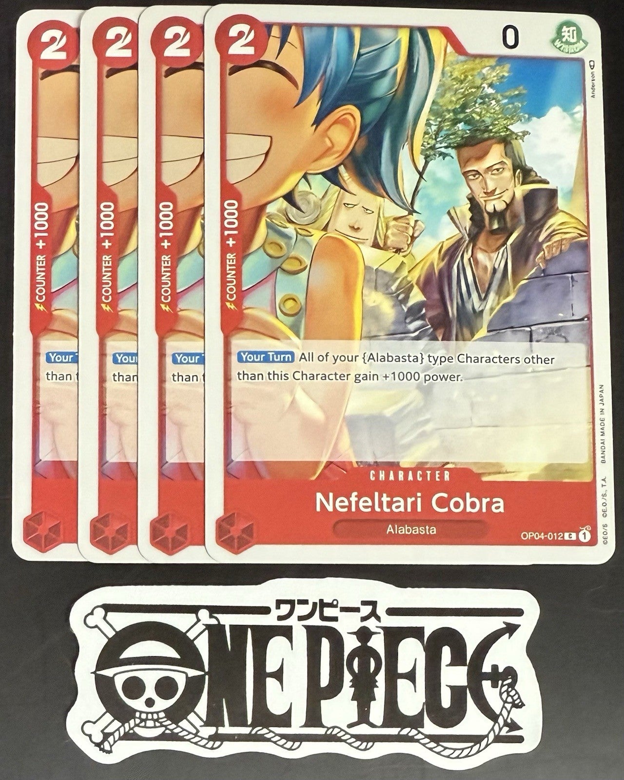 4x One Piece OP04-012 C Nefeltari Cobra - English - Regular - Play Set -TCG-NM/M