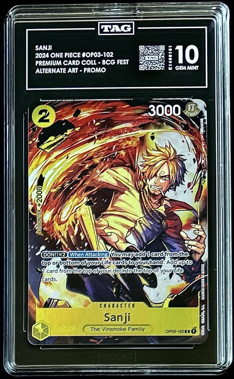 TAG 10 One Piece OP03-102 R Sanji - ENG - Foil - 23-24 Collection - Graded