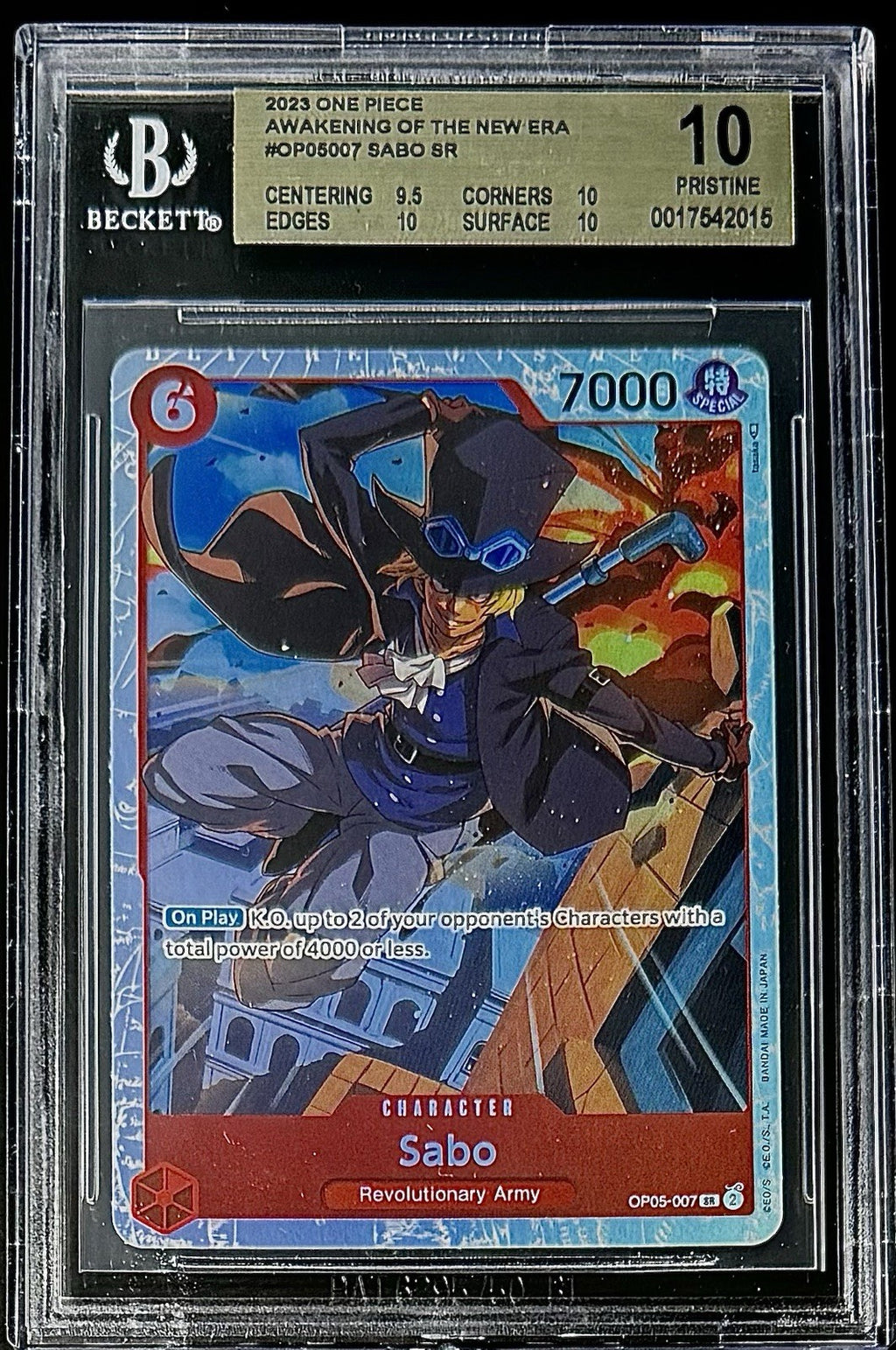 BGS 10 One Piece OP05-007 SR Sabo - English - Awakening of the New Era - Graded
