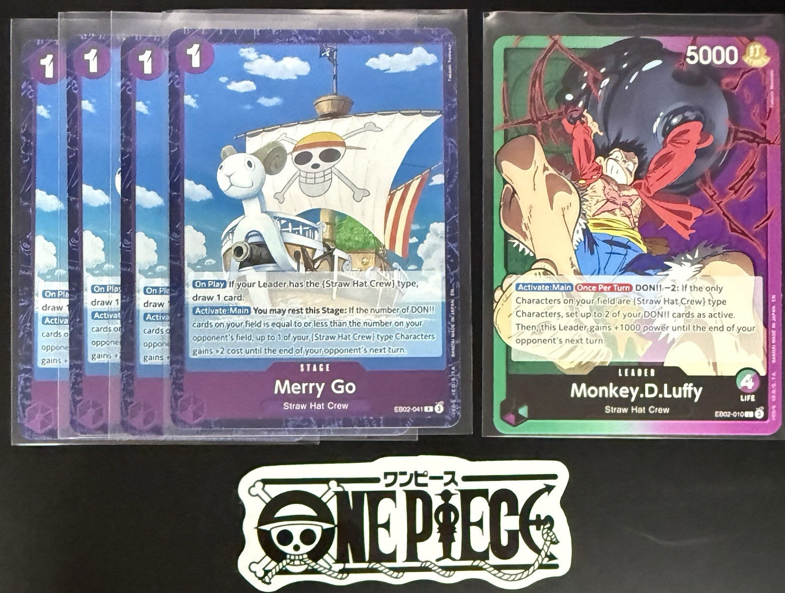 4x One Piece EB02-041 R Merry Go + Leader - English - Foil - Play Set - TCG-Mint