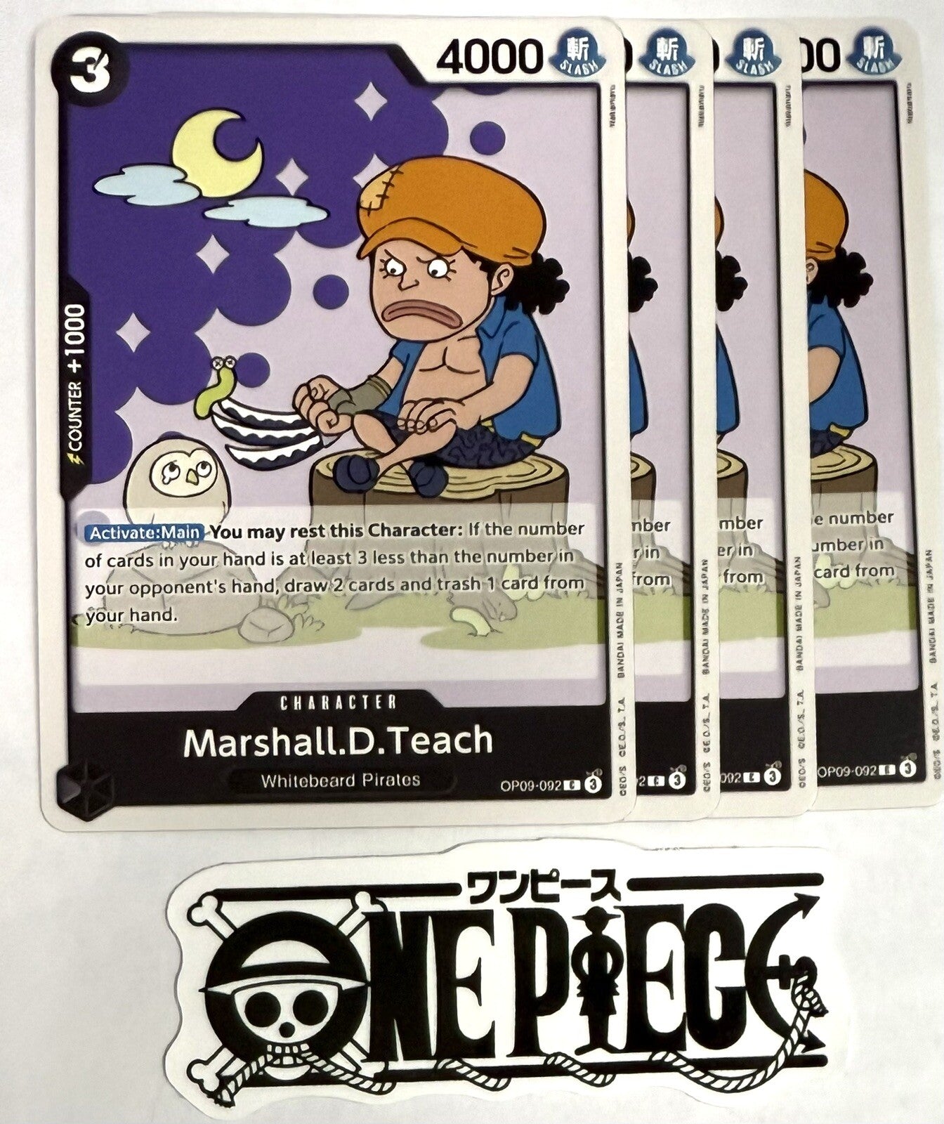 4x One Piece OP09-092 C Marshall.D.Teach - English - Playset - TCG - NM/M