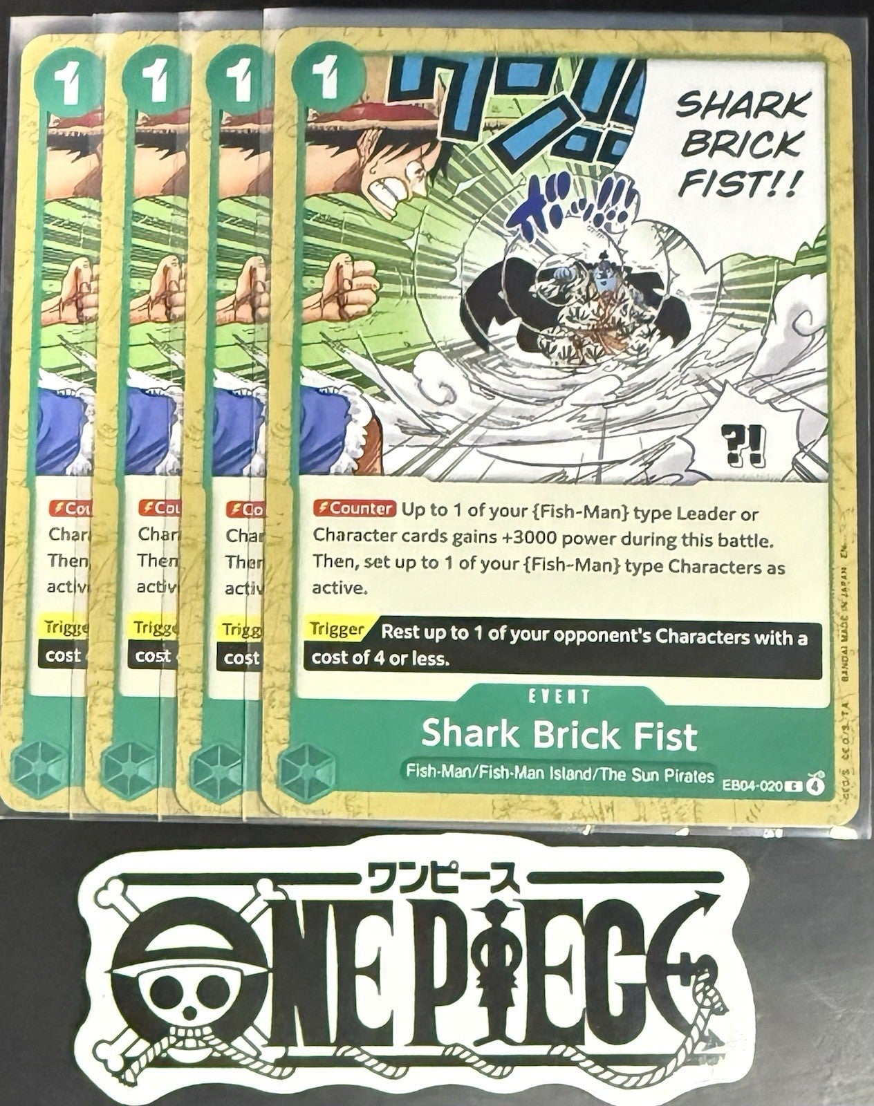 4x One Piece EB04-020 C Shark Brick Fist - ENG - Regular - Play Set - TCG - NM/M