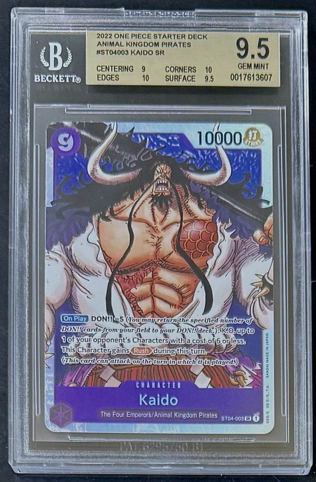 BGS 9.5 One Piece  ST04-003 SR - Kaido - Foil - EN - Animal Kingdom Pirates