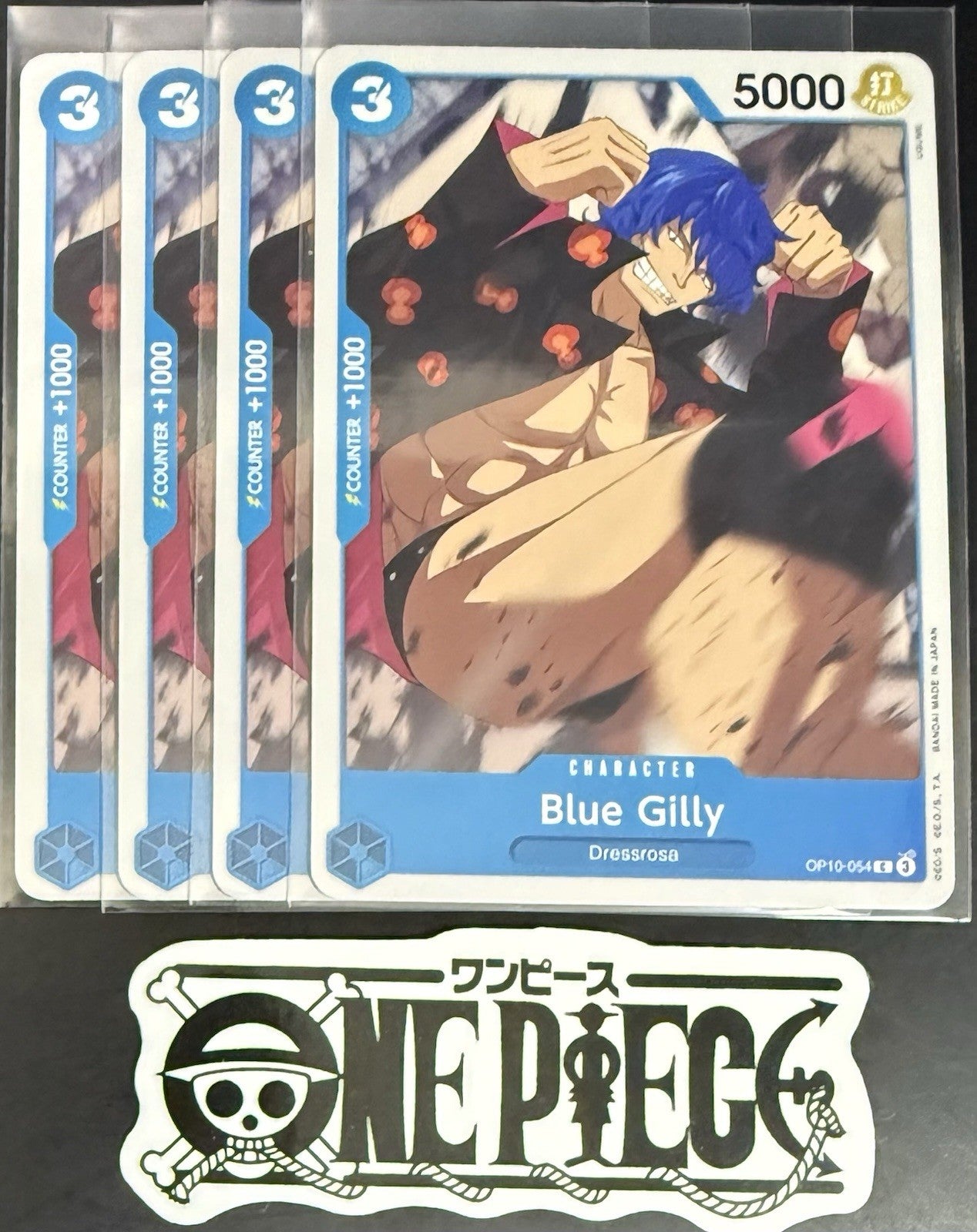 4x One Piece OP10-054 C Blue Gilly - ENG - Regular - Playset - TCG - NM/M