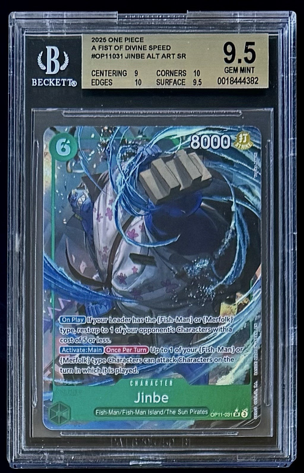 BGS 9.5 One Piece OP11-031 SR* Jinbe - Alt Art  EN - Foil - Divine Speed- Graded